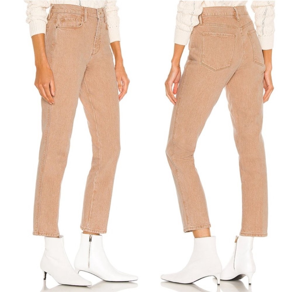 NWT Frame Le Sylvie Jean High‎ Rise Slender Straight Leg Rigid Denim Sand 28